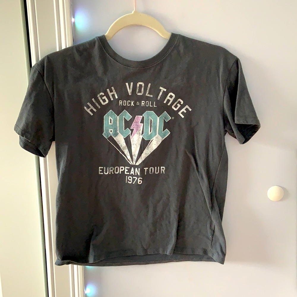 AC DC rock and roll shirt gray